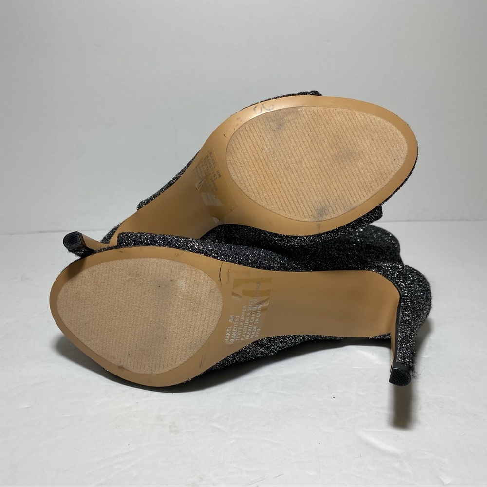 Steve Madden Rakel Glitter Bootie Sandal Heels Black Shimmer Women’s Size 8 - Picture 14 of 16